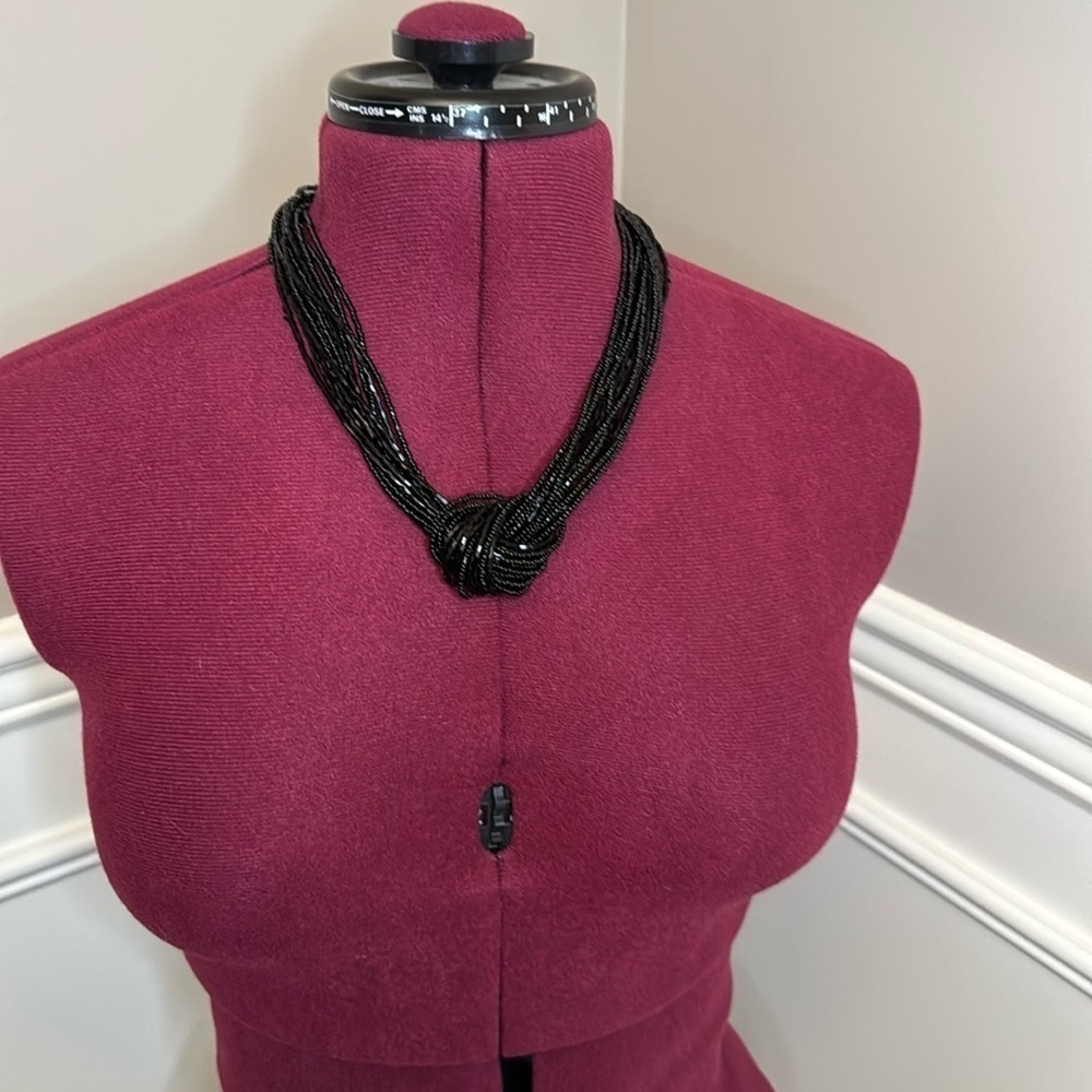 Bay studio black beaded knotted necklace